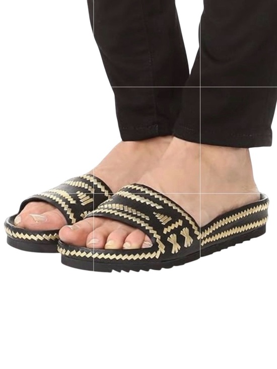 Ash Shoes - Ash Ulla Black Gold Leather Slide Sandals Size 36/ US 5.5-6